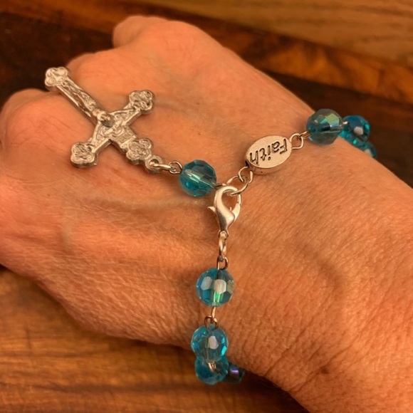 Swarovski Crystal Rosary Bracelet in AB Topaz - Picture 3 of 6